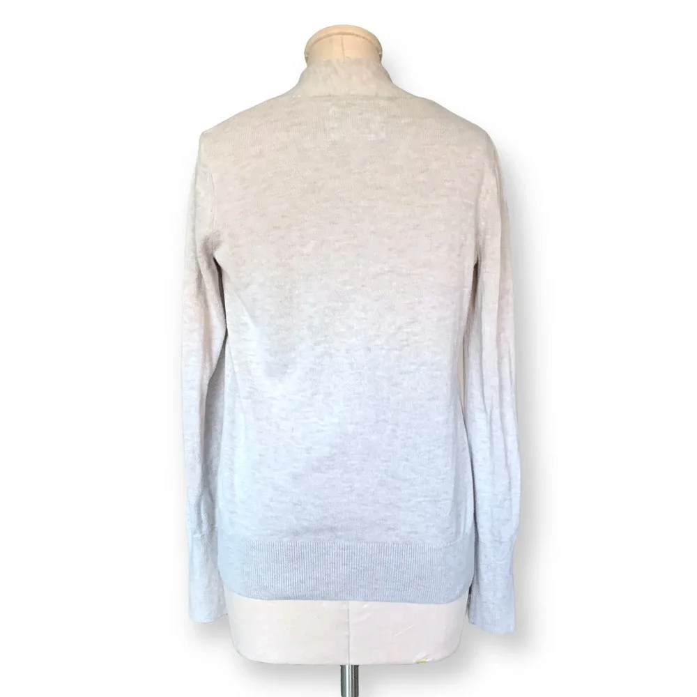 ABERCROMBIE Open Front Cardigan Sweater Zip Draped Waterfall Collar Cream Small